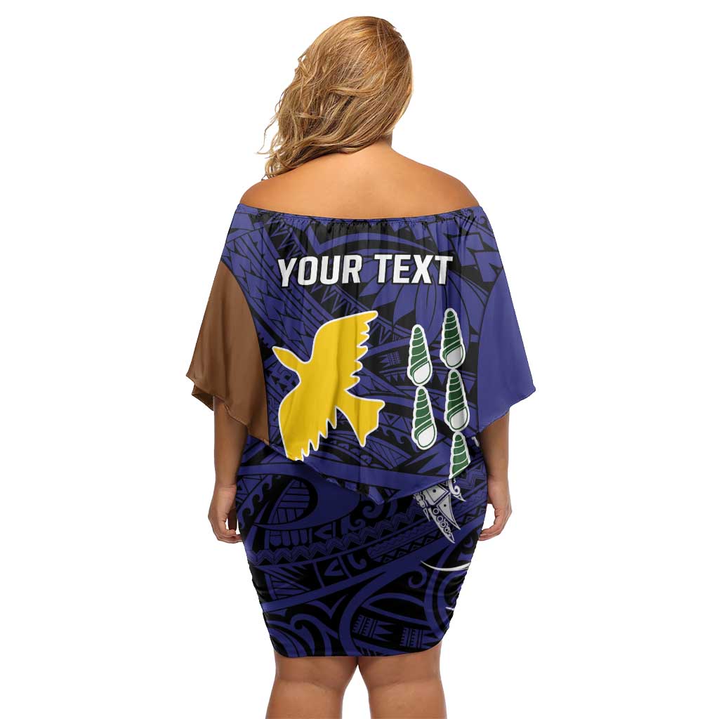 Personalised PNG Manus Province Off Shoulder Short Dress Bird of Paradise Tattoo Flag Motif - Polynesian Pride