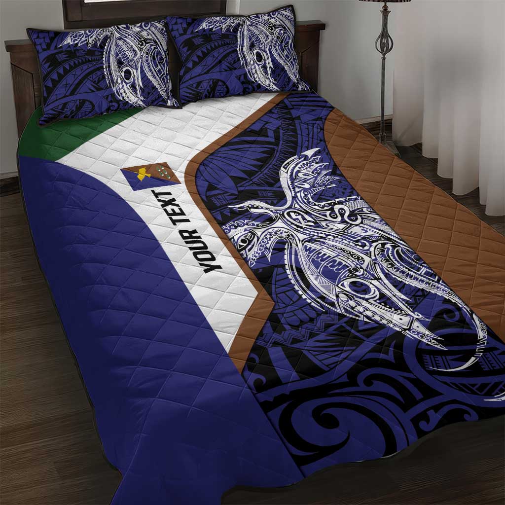 Personalised PNG Manus Province Quilt Bed Set Bird of Paradise Tattoo Flag Motif - Polynesian Pride