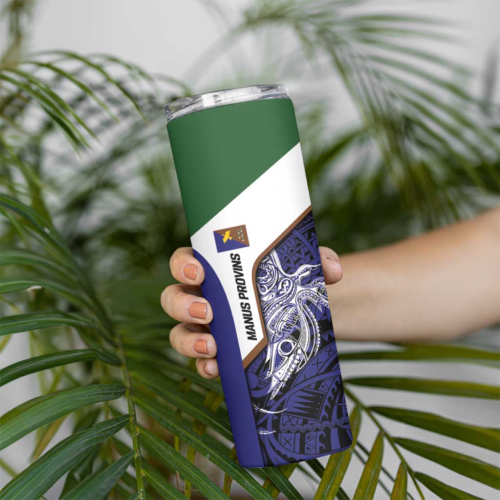 Personalised PNG Manus Province Skinny Tumbler Bird of Paradise Tattoo Flag Motif - Polynesian Pride