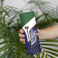 Personalised PNG Manus Province Skinny Tumbler Bird of Paradise Tattoo Flag Motif - Polynesian Pride