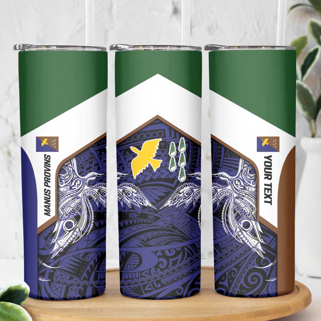 Personalised PNG Manus Province Skinny Tumbler Bird of Paradise Tattoo Flag Motif - Polynesian Pride