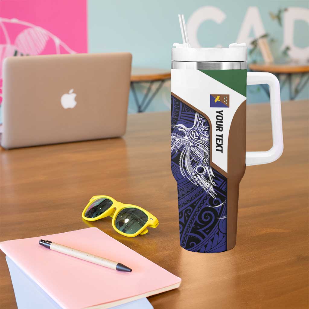 Personalised PNG Manus Province Tumbler With Handle Bird of Paradise Tattoo Flag Motif - Polynesian Pride