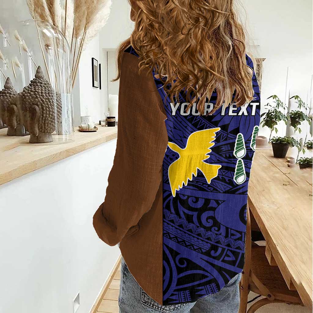 Personalised PNG Manus Province Women Casual Shirt Bird of Paradise Tattoo Flag Motif - Polynesian Pride