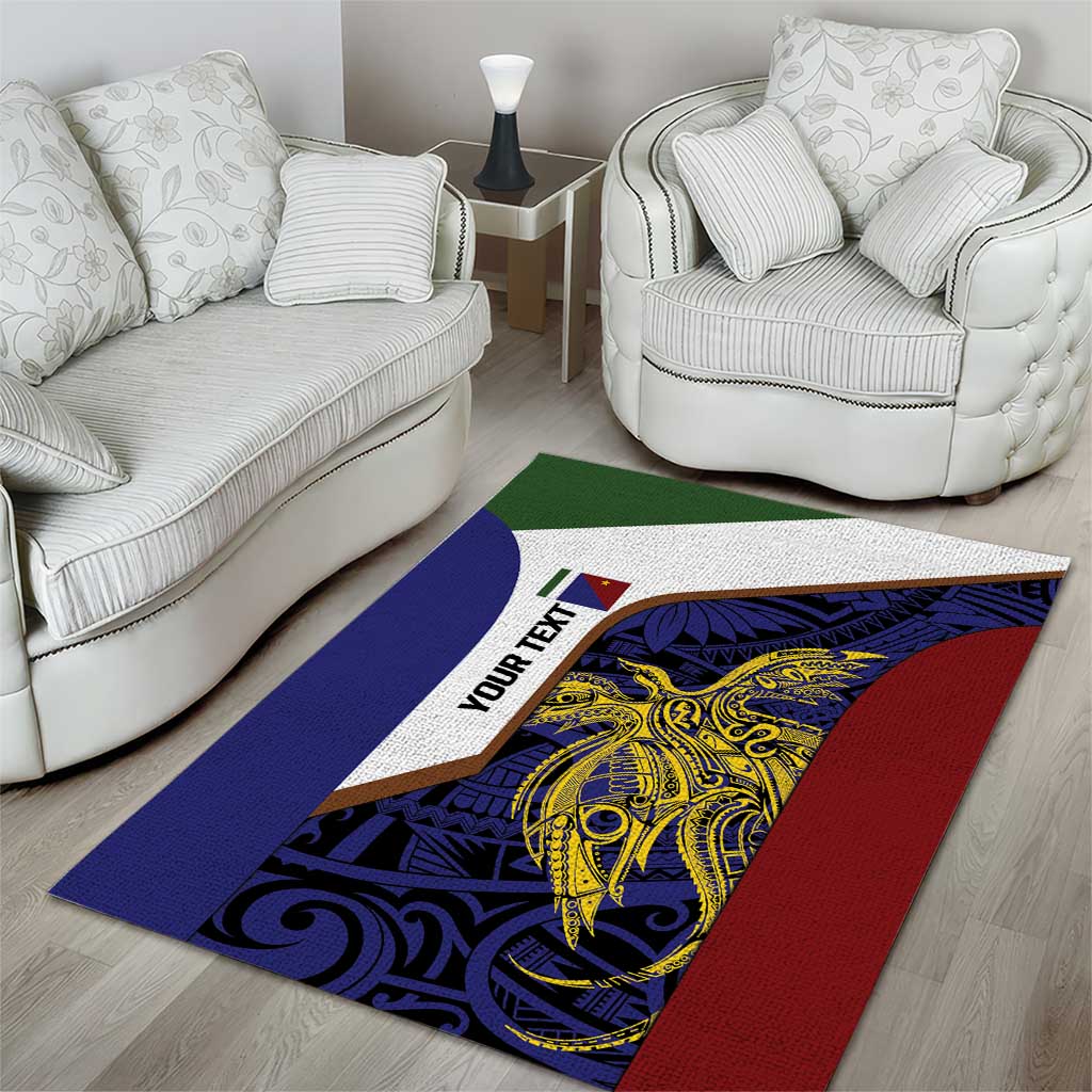 Personalised PNG Milne Bay Province Area Rug Bird of Paradise Tattoo Flag Motif - Polynesian Pride