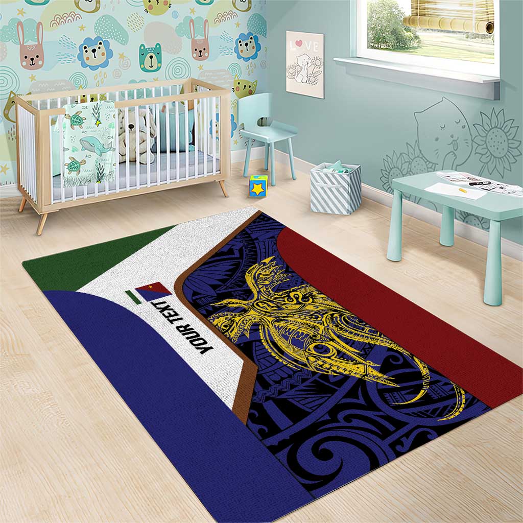Personalised PNG Milne Bay Province Area Rug Bird of Paradise Tattoo Flag Motif - Polynesian Pride