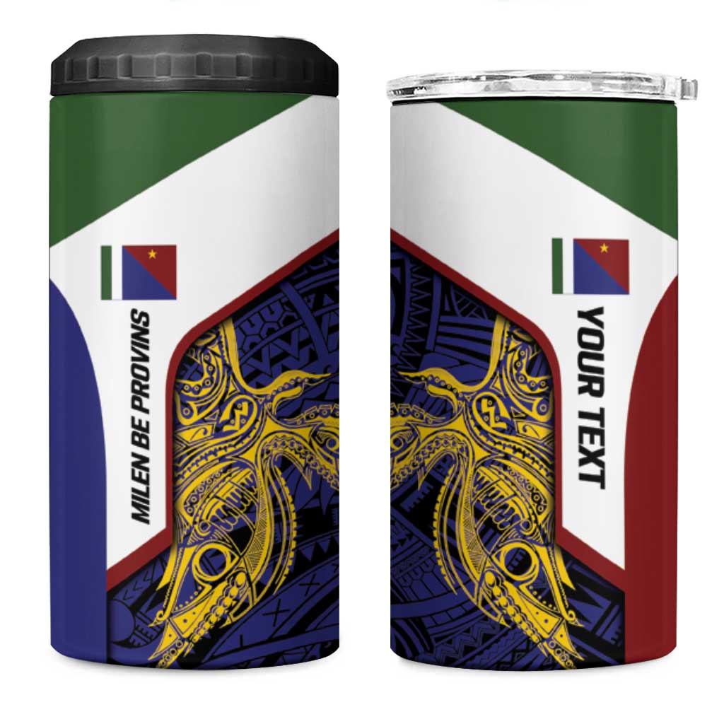 Personalised PNG Milne Bay Province 4 in 1 Can Cooler Tumbler Bird of Paradise Tattoo Flag Motif LT9 One Size: 16 oz Blue - Polynesian Pride