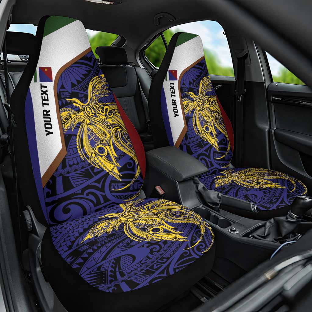 Personalised PNG Milne Bay Province Car Seat Cover Bird of Paradise Tattoo Flag Motif - Polynesian Pride