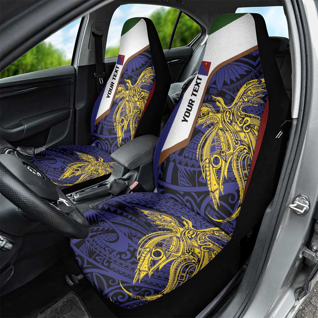Personalised PNG Milne Bay Province Car Seat Cover Bird of Paradise Tattoo Flag Motif - Polynesian Pride