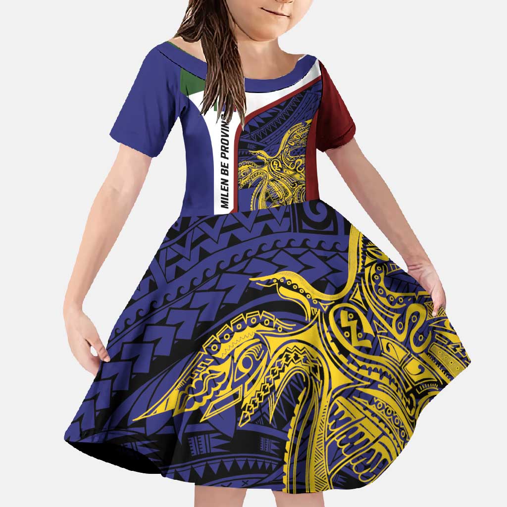 Personalised PNG Milne Bay Province Family Matching Long Sleeve Bodycon Dress and Hawaiian Shirt Bird of Paradise Tattoo Flag Motif - Polynesian Pride