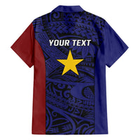 Personalised PNG Milne Bay Province Family Matching Off The Shoulder Long Sleeve Dress and Hawaiian Shirt Bird of Paradise Tattoo Flag Motif - Polynesian Pride