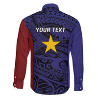 Personalised PNG Milne Bay Province Family Matching Off The Shoulder Long Sleeve Dress and Hawaiian Shirt Bird of Paradise Tattoo Flag Motif - Polynesian Pride