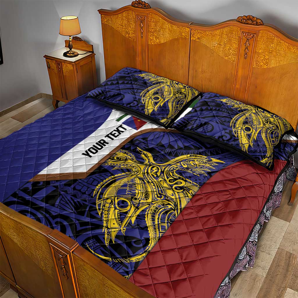 Personalised PNG Milne Bay Province Quilt Bed Set Bird of Paradise Tattoo Flag Motif - Polynesian Pride