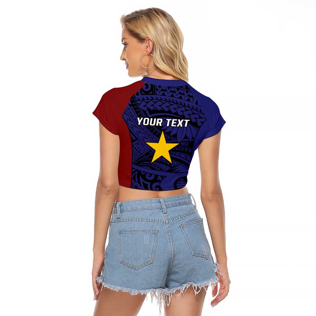 Personalised PNG Milne Bay Province Raglan Cropped T Shirt Bird of Paradise Tattoo Flag Motif - Polynesian Pride