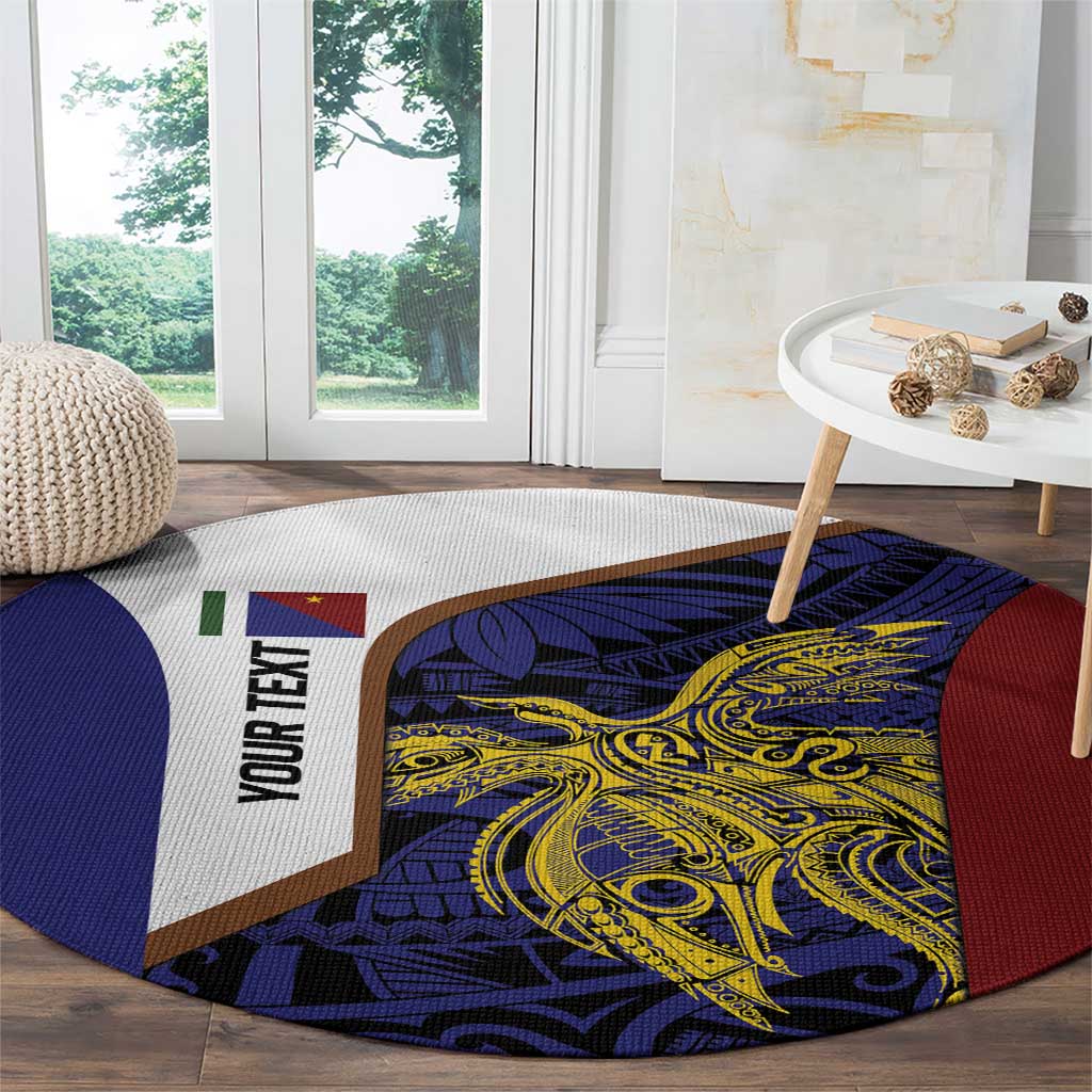 Personalised PNG Milne Bay Province Round Carpet Bird of Paradise Tattoo Flag Motif - Polynesian Pride