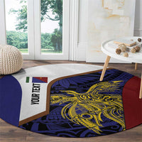 Personalised PNG Milne Bay Province Round Carpet Bird of Paradise Tattoo Flag Motif - Polynesian Pride