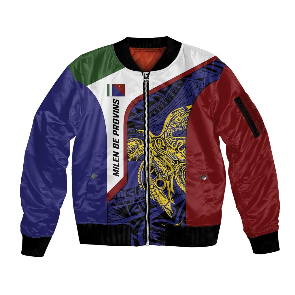 Personalised PNG Milne Bay Province Sleeve Zip Bomber Jacket Bird of Paradise Tattoo Flag Motif - Polynesian Pride