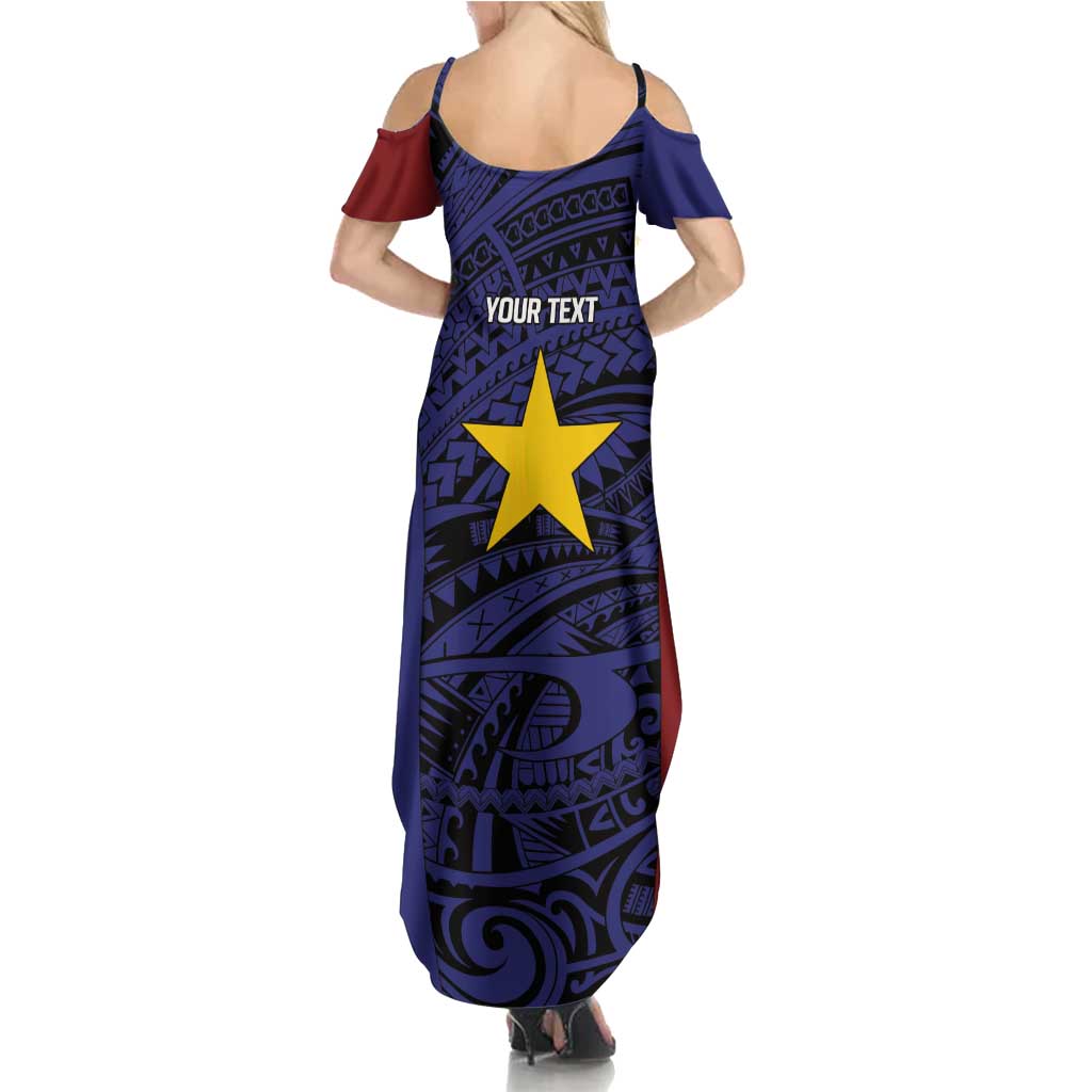Personalised PNG Milne Bay Province Summer Maxi Dress Bird of Paradise Tattoo Flag Motif - Polynesian Pride