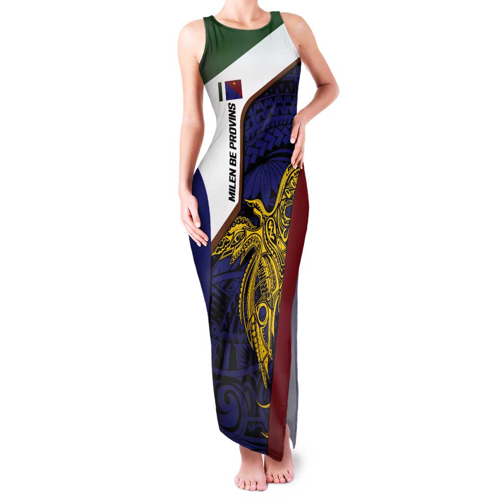 Personalised PNG Milne Bay Province Tank Maxi Dress Bird of Paradise Tattoo Flag Motif LT9 Women Blue - Polynesian Pride