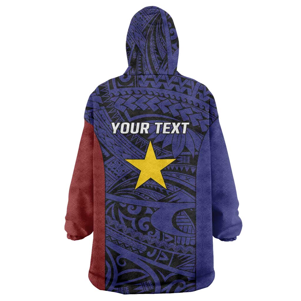 Personalised PNG Milne Bay Province Wearable Blanket Hoodie Bird of Paradise Tattoo Flag Motif - Polynesian Pride