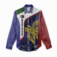 Personalised PNG Milne Bay Province Women Casual Shirt Bird of Paradise Tattoo Flag Motif - Polynesian Pride