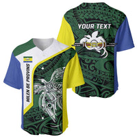 Personalised PNG Morobe Province Baseball Jersey Bird of Paradise Tattoo Flag Motif - Polynesian Pride