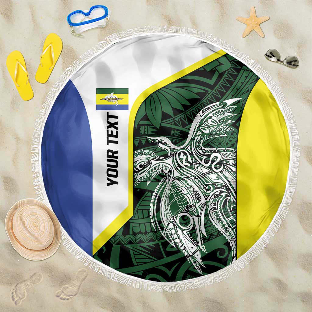 Personalised PNG Morobe Province Beach Blanket Bird of Paradise Tattoo Flag Motif LT9 One Size 150cm Green - Polynesian Pride