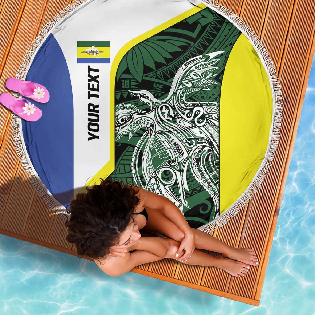 Personalised PNG Morobe Province Beach Blanket Bird of Paradise Tattoo Flag Motif LT9 - Polynesian Pride