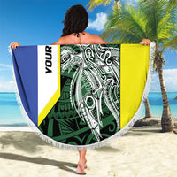 Personalised PNG Morobe Province Beach Blanket Bird of Paradise Tattoo Flag Motif LT9 - Polynesian Pride