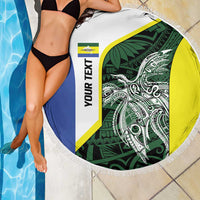 Personalised PNG Morobe Province Beach Blanket Bird of Paradise Tattoo Flag Motif LT9 - Polynesian Pride