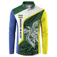 Personalised PNG Morobe Province Button Sweatshirt Bird of Paradise Tattoo Flag Motif LT9 Green - Polynesian Pride