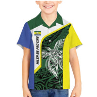 Personalised PNG Morobe Province Family Matching Mermaid Dress and Hawaiian Shirt Bird of Paradise Tattoo Flag Motif LT9 Son's Shirt Green - Polynesian Pride