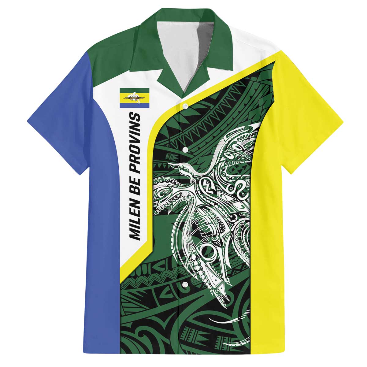 Personalised PNG Morobe Province Family Matching Off The Shoulder Long Sleeve Dress and Hawaiian Shirt Bird of Paradise Tattoo Flag Motif LT9 Dad's Shirt - Short Sleeve Green - Polynesian Pride
