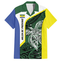 Personalised PNG Morobe Province Family Matching Off The Shoulder Long Sleeve Dress and Hawaiian Shirt Bird of Paradise Tattoo Flag Motif LT9 Dad's Shirt - Short Sleeve Green - Polynesian Pride
