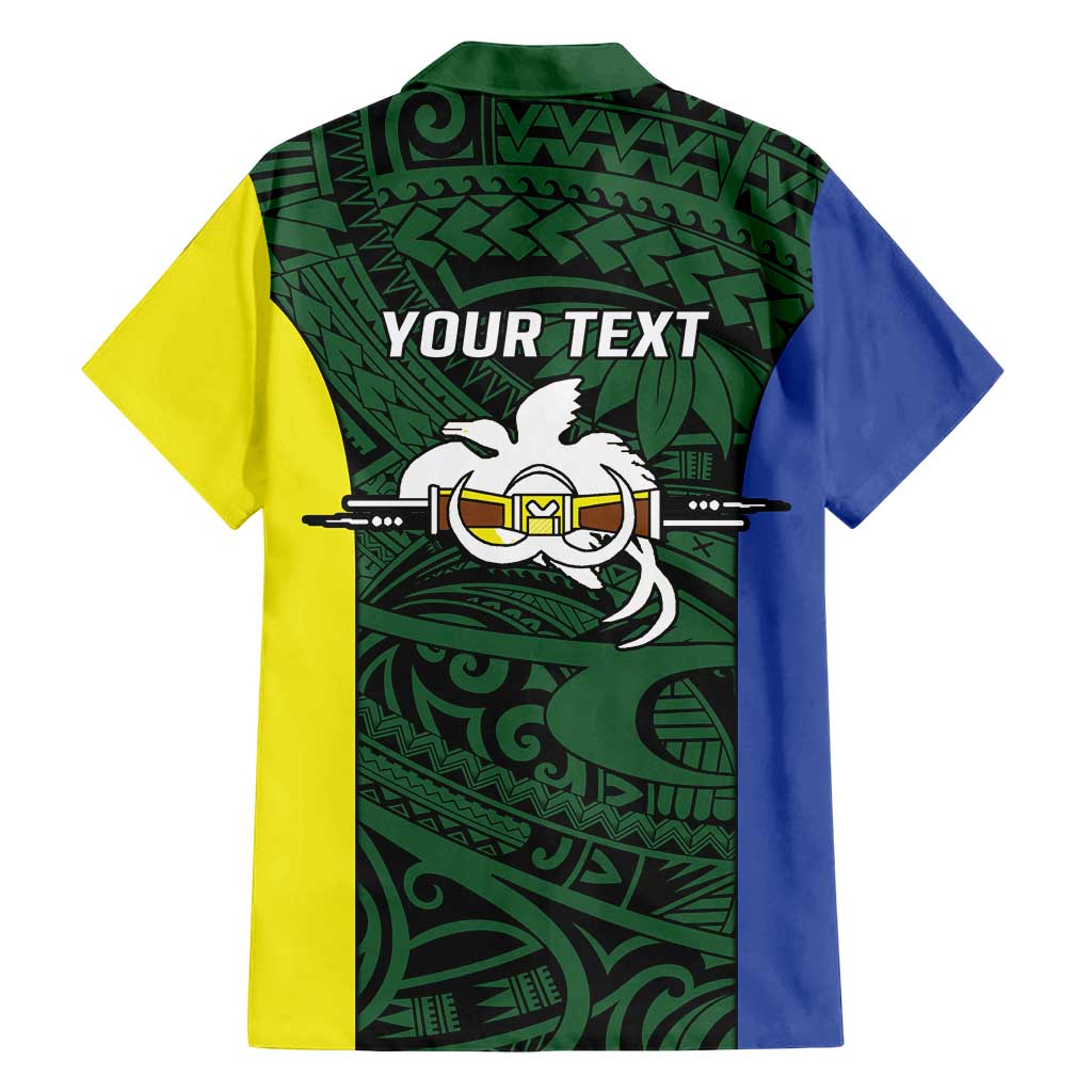 Personalised PNG Morobe Province Family Matching Off Shoulder Short Dress and Hawaiian Shirt Bird of Paradise Tattoo Flag Motif LT9 - Polynesian Pride
