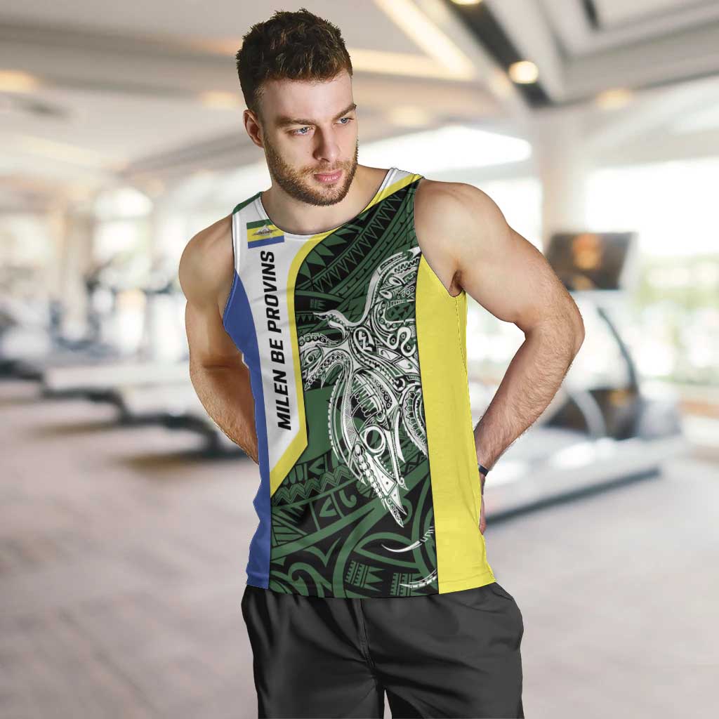 Personalised PNG Morobe Province Men Tank Top Bird of Paradise Tattoo Flag Motif LT9 Green - Polynesian Pride