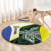 Personalised PNG Morobe Province Round Carpet Bird of Paradise Tattoo Flag Motif - Polynesian Pride