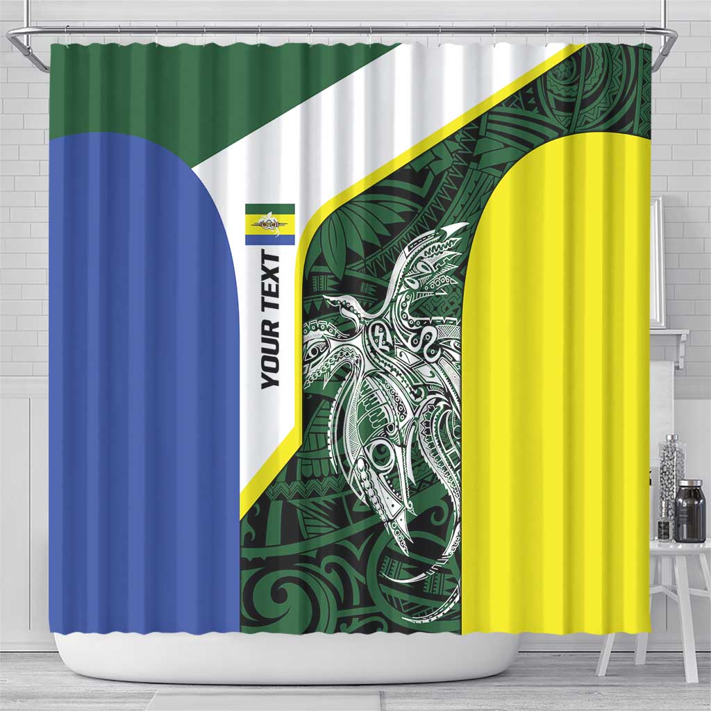 Personalised PNG Morobe Province Shower Curtain Bird of Paradise Tattoo Flag Motif - Polynesian Pride
