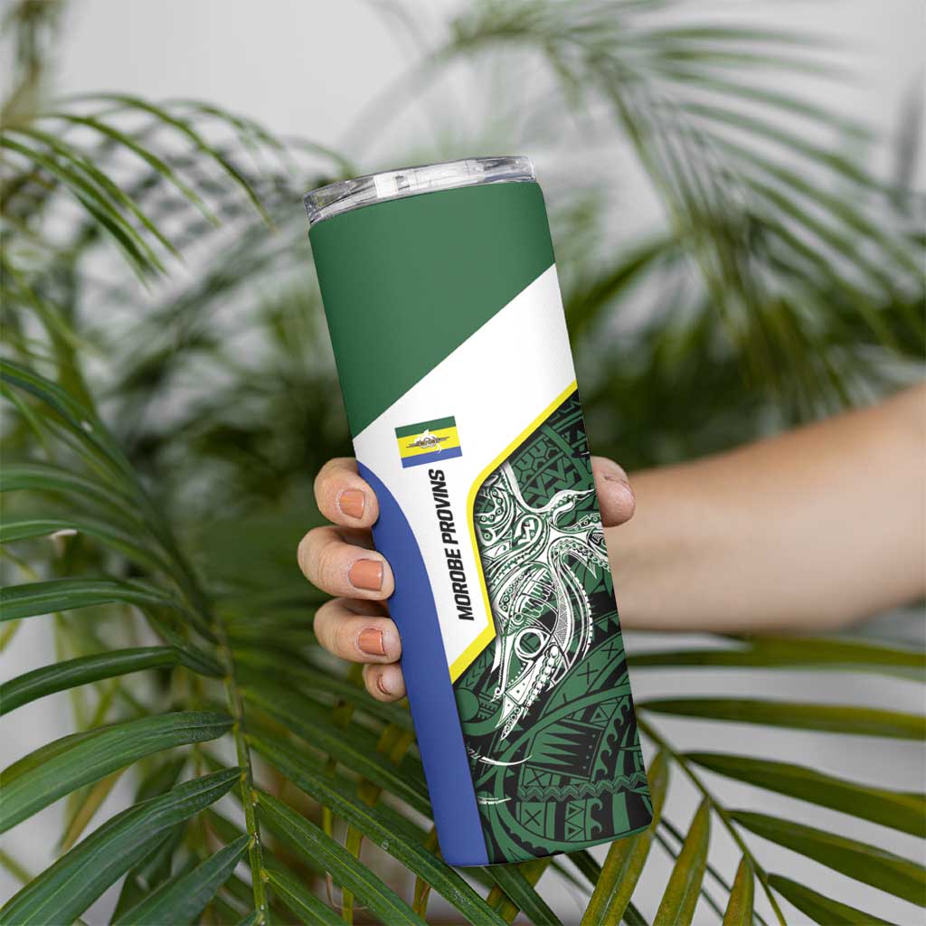 Personalised PNG Morobe Province Skinny Tumbler Bird of Paradise Tattoo Flag Motif - Polynesian Pride
