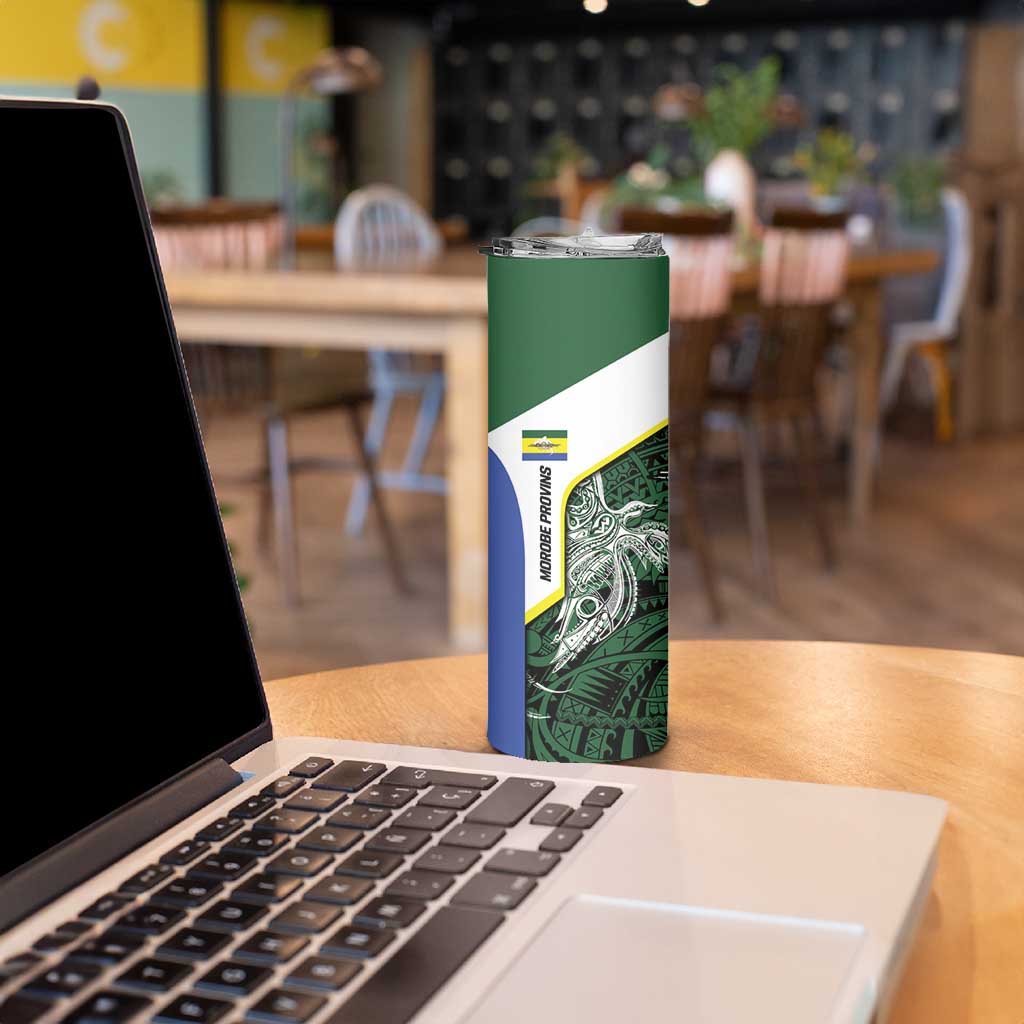 Personalised PNG Morobe Province Skinny Tumbler Bird of Paradise Tattoo Flag Motif - Polynesian Pride