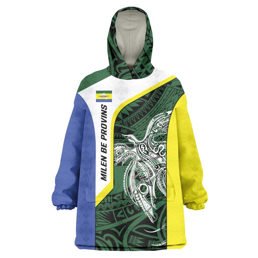 Personalised PNG Morobe Province Wearable Blanket Hoodie Bird of Paradise Tattoo Flag Motif LT9 One Size Green - Polynesian Pride