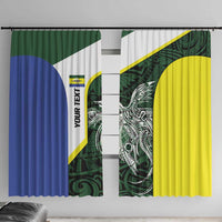 Personalised PNG Morobe Province Window Curtain Bird of Paradise Tattoo Flag Motif - Polynesian Pride