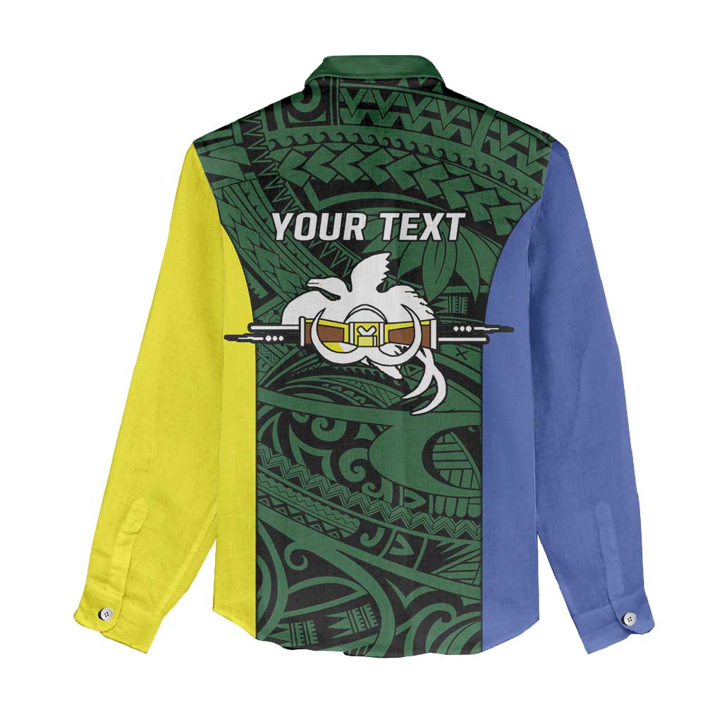 Personalised PNG Morobe Province Women Casual Shirt Bird of Paradise Tattoo Flag Motif - Polynesian Pride