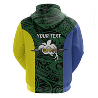 Personalised PNG Morobe Province Zip Hoodie Bird of Paradise Tattoo Flag Motif - Polynesian Pride