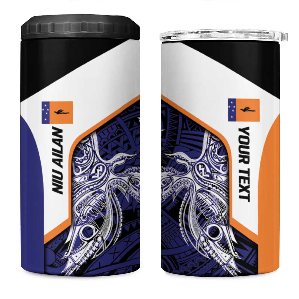 Personalised PNG New Ireland 4 in 1 Can Cooler Tumbler Bird of Paradise Tattoo Flag Motif LT9 One Size: 16 oz Orange - Polynesian Pride