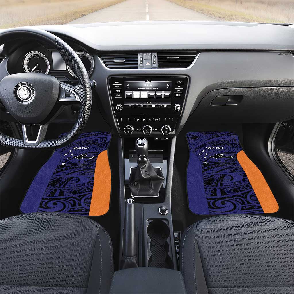 Personalised PNG New Ireland Car Mats Bird of Paradise Tattoo Flag Motif LT9 Set 2pcs - Front Orange - Polynesian Pride