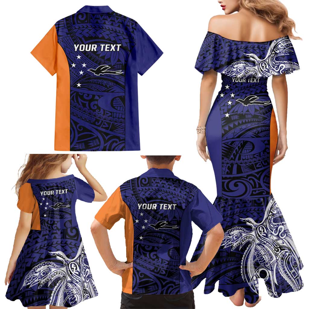 Personalised PNG New Ireland Family Matching Mermaid Dress and Hawaiian Shirt Bird of Paradise Tattoo Flag Motif LT9 - Polynesian Pride