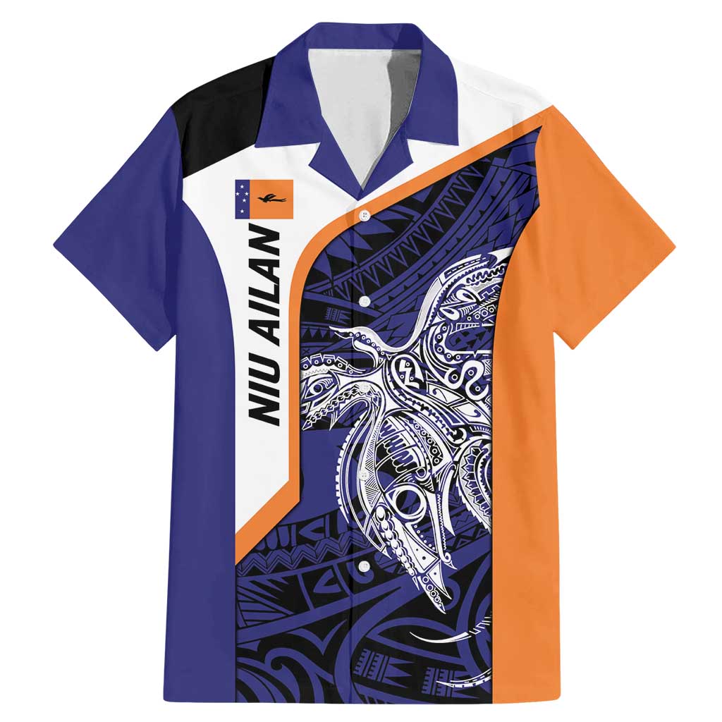 Personalised PNG New Ireland Family Matching Mermaid Dress and Hawaiian Shirt Bird of Paradise Tattoo Flag Motif LT9 Dad's Shirt - Short Sleeve Orange - Polynesian Pride