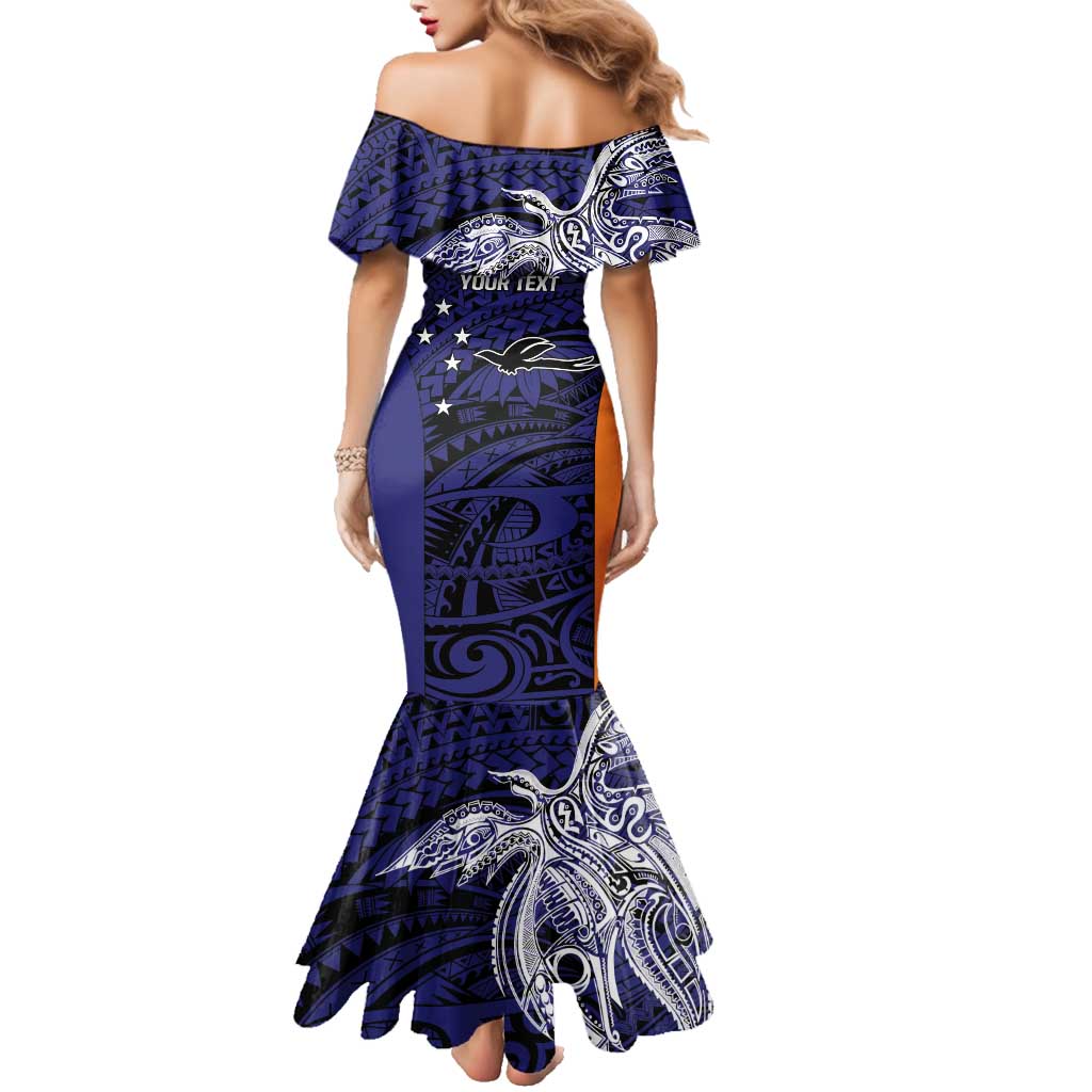Personalised PNG New Ireland Family Matching Mermaid Dress and Hawaiian Shirt Bird of Paradise Tattoo Flag Motif LT9 - Polynesian Pride