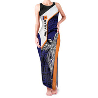 Personalised PNG New Ireland Family Matching Tank Maxi Dress and Hawaiian Shirt Bird of Paradise Tattoo Flag Motif LT9 Mom's Dress Orange - Polynesian Pride
