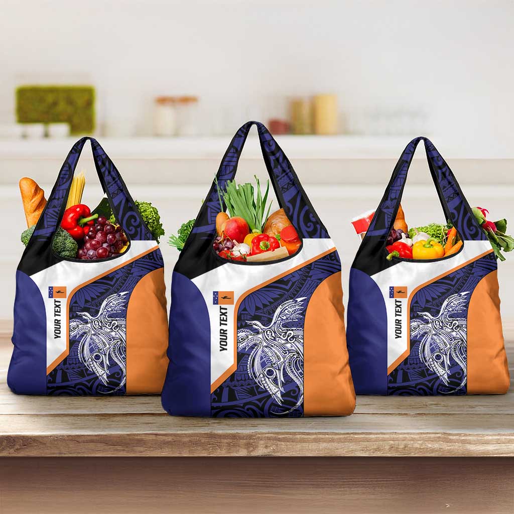 Personalised PNG New Ireland Grocery Bag Bird of Paradise Tattoo Flag Motif LT9 3-pack One Size Orange - Polynesian Pride